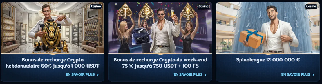 Millioner Casino promotions crypto avec bonus de recharge en USDT et récompenses spéciales
